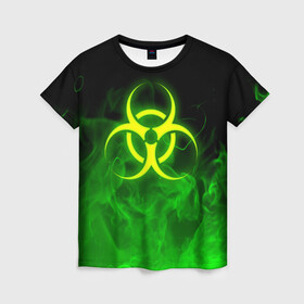 Женская футболка 3D с принтом BIOHAZARD , 100% полиэфир ( синтетическое хлопкоподобное полотно) | прямой крой, круглый вырез горловины, длина до линии бедер | biohazard | radiation | re | re3 | residenr evil | toxic | virusвирус | world war z | биохазард | обитель зла | радиация | токсик | эпидемия