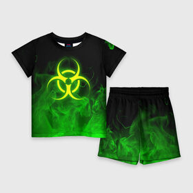 Детский костюм с шортами 3D с принтом BIOHAZARD ,  |  | Тематика изображения на принте: biohazard | radiation | re | re3 | residenr evil | toxic | virusвирус | world war z | биохазард | обитель зла | радиация | токсик | эпидемия