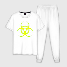 Мужская пижама хлопок с принтом BIOHAZARD , 100% хлопок | брюки и футболка прямого кроя, без карманов, на брюках мягкая резинка на поясе и по низу штанин
 | Тематика изображения на принте: biohazard | radiation | re | re3 | residenr evil | toxic | virusвирус | world war z | биохазард | обитель зла | радиация | токсик | эпидемия