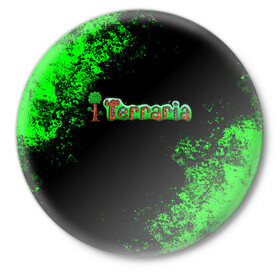 Значок с принтом Terraria ,  металл | круглая форма, металлическая застежка в виде булавки | action | minecraft | terraria | игра | компьютерная игра | приключение | терария | террария