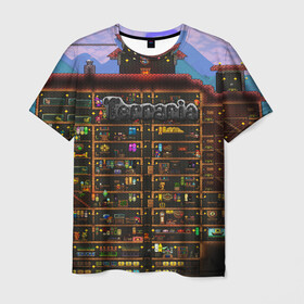 Мужская футболка 3D с принтом TERRARIA , 100% полиэфир | прямой крой, круглый вырез горловины, длина до линии бедер | game | pixel | terraria | игра | пиксель | террариа