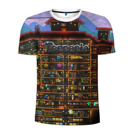 Мужская футболка 3D спортивная с принтом TERRARIA , 100% полиэстер с улучшенными характеристиками | приталенный силуэт, круглая горловина, широкие плечи, сужается к линии бедра | game | pixel | terraria | игра | пиксель | террариа