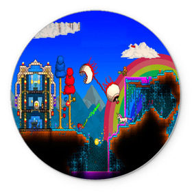 Коврик для мышки круглый с принтом TERRARIA GAME , резина и полиэстер | круглая форма, изображение наносится на всю лицевую часть | game | pixel | terraria | игра | пиксель | террариа