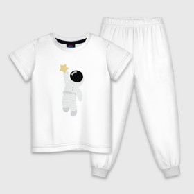 Детская пижама хлопок с принтом Космонавт и звезда , 100% хлопок |  брюки и футболка прямого кроя, без карманов, на брюках мягкая резинка на поясе и по низу штанин
 | астронавт | звезда | космонавт | космос | прикольный
