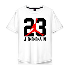 Мужская футболка хлопок Oversize с принтом MICHAEL JORDAN (23) , 100% хлопок | свободный крой, круглый ворот, “спинка” длиннее передней части | Тематика изображения на принте: 