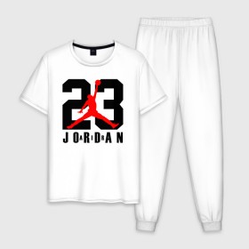 Мужская пижама хлопок с принтом MICHAEL JORDAN (23) , 100% хлопок | брюки и футболка прямого кроя, без карманов, на брюках мягкая резинка на поясе и по низу штанин
 | Тематика изображения на принте: 