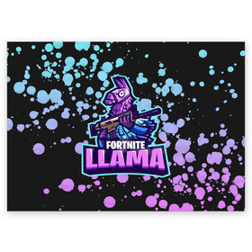 Поздравительная открытка с принтом Fortnite LLAMA , 100% бумага | плотность бумаги 280 г/м2, матовая, на обратной стороне линовка и место для марки
 | battle | fortnite | funny | kills | royale | save | season | the | twitch | world | битва | борьба | зомби | королевская | оружие | скины | стратегия | фортнайт