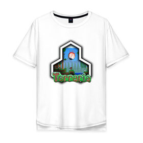 Мужская футболка хлопок Oversize с принтом Terraria , 100% хлопок | свободный крой, круглый ворот, “спинка” длиннее передней части | game | logo | teraria | terraria | игра | инди игра | логотип | надпись | терария | террария