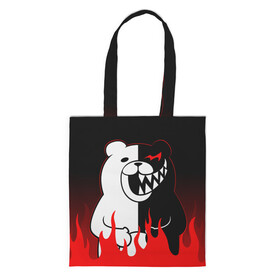 Шоппер 3D с принтом MONOKUMA , 100% полиэстер | Плотность: 200 г/м2; Размер: 34×35 см; Высота лямок: 30 см | anime | bear | black  white | danganronpa | kurokuma | monodam | monokuma | monomi | monotaro | rabbit | school | shirokuma | аниме | главарь | мoноми | монокума | черно белый | школа