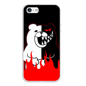 Чехол для iPhone 5/5S матовый с принтом MONOKUMA , Силикон | Область печати: задняя сторона чехла, без боковых панелей | anime | bear | black  white | danganronpa | kurokuma | monodam | monokuma | monomi | monotaro | rabbit | school | shirokuma | аниме | главарь | мoноми | монокума | черно белый | школа