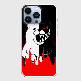 Чехол для iPhone 13 Pro с принтом MONOKUMA горит в пламени ,  |  | anime | bear | black  white | danganronpa | kurokuma | monodam | monokuma | monomi | monotaro | rabbit | school | shirokuma | аниме | главарь | мoноми | монокума | черно белый | школа