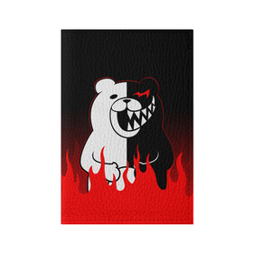 Обложка для паспорта матовая кожа с принтом MONOKUMA , натуральная матовая кожа | размер 19,3 х 13,7 см; прозрачные пластиковые крепления | anime | bear | black  white | danganronpa | kurokuma | monodam | monokuma | monomi | monotaro | rabbit | school | shirokuma | аниме | главарь | мoноми | монокума | черно белый | школа