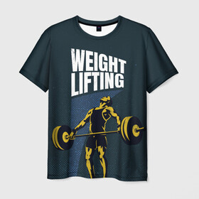 Мужская футболка 3D с принтом Wheight lifting , 100% полиэфир | прямой крой, круглый вырез горловины, длина до линии бедер | lifting | wheight lifting | wheightlifting | тяжелая атлетика | штанга | штангист