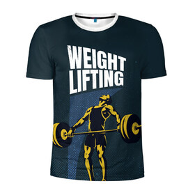 Мужская футболка 3D спортивная с принтом Wheight lifting , 100% полиэстер с улучшенными характеристиками | приталенный силуэт, круглая горловина, широкие плечи, сужается к линии бедра | lifting | wheight lifting | wheightlifting | тяжелая атлетика | штанга | штангист
