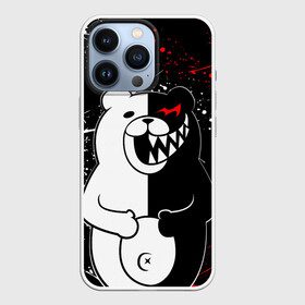 Чехол для iPhone 13 Pro с принтом monokuma хохочет ,  |  | Тематика изображения на принте: anime | bear | black  white | danganronpa | kurokuma | monodam | monokuma | monomi | monotaro | rabbit | school | shirokuma | аниме | главарь | мoноми | монокума | черно белый | школа