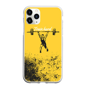 Чехол для iPhone 11 Pro матовый с принтом Train hard , Силикон |  | lifting | wheight lifting | wheightlifting | тяжелая атлетика | штанга | штангист