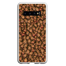 Чехол для Samsung Galaxy S10 с принтом Doomguy Classic , Силикон | Область печати: задняя сторона чехла, без боковых панелей | Тематика изображения на принте: doom | pixel | дум | думгай | кровь | лицо | паттерн | ретро