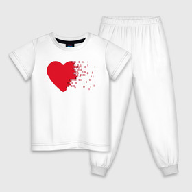Детская пижама хлопок с принтом Сердце , 100% хлопок |  брюки и футболка прямого кроя, без карманов, на брюках мягкая резинка на поясе и по низу штанин
 | двоичная | единицы | нули | программист | сердце