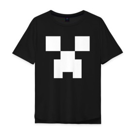 Мужская футболка хлопок Oversize с принтом MINECRAFT CREEPER , 100% хлопок | свободный крой, круглый ворот, “спинка” длиннее передней части | block | creeper | cube | minecraft | pixel | блок | геометрия | крафт | крипер | кубики | майнкрафт | пиксели