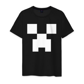 Мужская футболка хлопок с принтом MINECRAFT CREEPER , 100% хлопок | прямой крой, круглый вырез горловины, длина до линии бедер, слегка спущенное плечо. | block | creeper | cube | minecraft | pixel | блок | геометрия | крафт | крипер | кубики | майнкрафт | пиксели