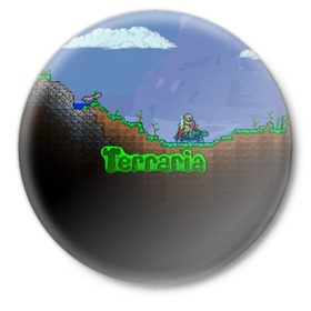 Значок с принтом terraria game ,  металл | круглая форма, металлическая застежка в виде булавки | game | pixel | terraria | игра | пиксель | террариа