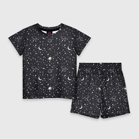 Детский костюм с шортами 3D с принтом Космос ,  |  | nasa | галактика | звезды | инопланетяне | космос | месяц | нло | планеты | созвездие