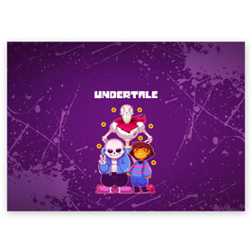 Поздравительная открытка с принтом UNDERTALE , 100% бумага | плотность бумаги 280 г/м2, матовая, на обратной стороне линовка и место для марки
 | asriel dreemurr | chara | frisk | gaster blaster | sans | undertale | азриэль дримурр | андертейл | андрайн | гастер | меттатон | санс | фриск | чара