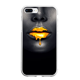 Чехол для iPhone 7Plus/8 Plus матовый с принтом Мода Губы , Силикон | Область печати: задняя сторона чехла, без боковых панелей | dark | gold | губы | гучи | девушка | девушкам | девушке | золото | золотые губы | лицо | мода | стиль