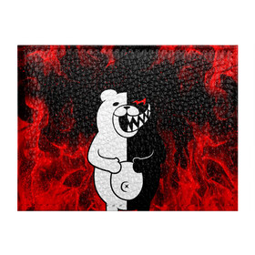 Обложка для студенческого билета с принтом MONOKUMA , натуральная кожа | Размер: 11*8 см; Печать на всей внешней стороне | anime | bear | black  white | danganronpa | kurokuma | monodam | monokuma | monomi | monotaro | rabbit | school | shirokuma | аниме | главарь | мoноми | монокума | черно белый | школа