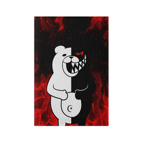 Обложка для паспорта матовая кожа с принтом MONOKUMA , натуральная матовая кожа | размер 19,3 х 13,7 см; прозрачные пластиковые крепления | anime | bear | black  white | danganronpa | kurokuma | monodam | monokuma | monomi | monotaro | rabbit | school | shirokuma | аниме | главарь | мoноми | монокума | черно белый | школа