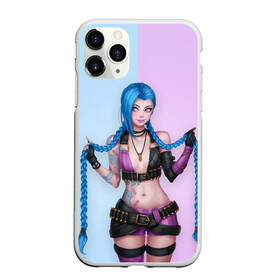 Чехол для iPhone 11 Pro Max матовый с принтом League of Legends Jinx , Силикон |  | art | braids | cartridges | character | game | girl | jinx | league of legends | lol | pigtails | tattoo | арт | девушка | джинкс | игра | косички | косы | лига легенд | лол | патроны | персонаж | тату