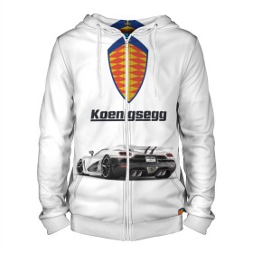 Мужская толстовка 3D на молнии с принтом Koenigsegg , 100% полиэстер | длина до линии бедра, манжеты и пояс оформлены мягкой тканевой резинкой, двухслойный капюшон со шнурком для регулировки, спереди молния, по бокам два кармана | футболка 3d с принтом koenigsegg