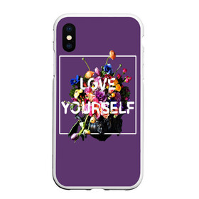 Чехол для iPhone XS Max матовый с принтом Love Yourself , Силикон | Область печати: задняя сторона чехла, без боковых панелей | bangtan | bighit | boy | fake love | j hope | jimin | jin | jungkook | korea | kpop | live | luv | mic drop | rm | suga | v | with | бтс | кей | поп