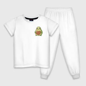 Детская пижама хлопок с принтом Avocado Heart , 100% хлопок |  брюки и футболка прямого кроя, без карманов, на брюках мягкая резинка на поясе и по низу штанин
 | avocado | heart | sticker | vegan | vegetarian | авокадо | веган | вегетарианство | сердце | стикер