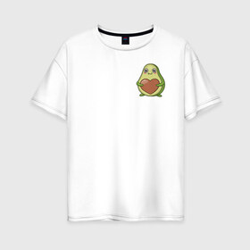 Женская футболка хлопок Oversize с принтом Avocado Heart , 100% хлопок | свободный крой, круглый ворот, спущенный рукав, длина до линии бедер
 | avocado | heart | sticker | vegan | vegetarian | авокадо | веган | вегетарианство | сердце | стикер