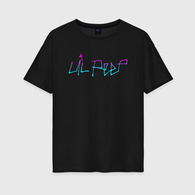 Женская футболка хлопок Oversize с принтом LIL PEEP (НА СПИНЕ) , 100% хлопок | свободный крой, круглый ворот, спущенный рукав, длина до линии бедер
 | lil peep | lil prince | pink | зарубежная музыка | лил пип | маленький принц
