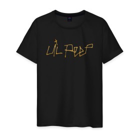 Мужская футболка хлопок с принтом LIL PEEP GOLDEN LOGO , 100% хлопок | прямой крой, круглый вырез горловины, длина до линии бедер, слегка спущенное плечо. | lil peep | lil prince | pink | зарубежная музыка | лил пип | маленький принц