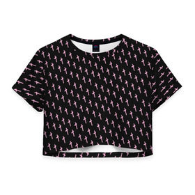 Женская футболка Crop-top 3D с принтом LiL PEEP Pattern , 100% полиэстер | круглая горловина, длина футболки до линии талии, рукава с отворотами | lil peep | lil prince | pink | зарубежная музыка | лил пип | маленький принц