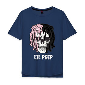 Мужская футболка хлопок Oversize с принтом Lil Peep , 100% хлопок | свободный крой, круглый ворот, “спинка” длиннее передней части | lil | lil peep | music | new | peep | rap | rip | skull | лил | музыка | пеп | пип | рэп | рэпер | скилет | череп