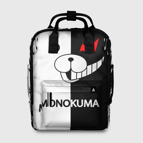 Женский рюкзак 3D с принтом MONOKUMA. , 100% полиэстер | лямки с регулируемой длиной, сверху ручки, чтобы рюкзак нести как сумку. Основное отделение закрывается на молнию, как и внешний карман. Внутри два дополнительных кармана, один из которых закрывается на молнию. По бокам два дополнительных кармашка, куда поместится маленькая бутылочка
 | anime | bear | black  white | danganronpa | kurokuma | monodam | monokuma | monomi | monotaro | pink | rabbit | school | shirokuma | аниме | главарь | мoноми | монокума | черно белый | школа