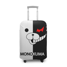 Чехол для чемодана 3D с принтом MONOKUMA. , 86% полиэфир, 14% спандекс | двустороннее нанесение принта, прорези для ручек и колес | anime | bear | black  white | danganronpa | kurokuma | monodam | monokuma | monomi | monotaro | pink | rabbit | school | shirokuma | аниме | главарь | мoноми | монокума | черно белый | школа