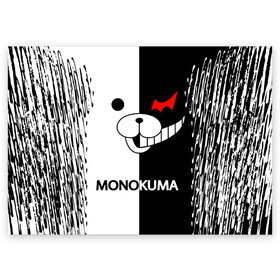 Поздравительная открытка с принтом MONOKUMA. , 100% бумага | плотность бумаги 280 г/м2, матовая, на обратной стороне линовка и место для марки
 | anime | bear | black  white | danganronpa | kurokuma | monodam | monokuma | monomi | monotaro | pink | rabbit | school | shirokuma | аниме | главарь | мoноми | монокума | черно белый | школа