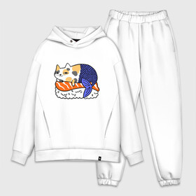 Мужской костюм хлопок OVERSIZE с принтом Sushi Cat ,  |  | animal | cat | cute | kitty | meow | друг | животные | киска | китти | кот | котенок | котик | кошечка | кошка | лев | леопард | милый | мур | мяу | пантера | питомец | рысь | тигр | улыбка