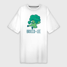 Платье-футболка хлопок с принтом Brocco Lee ,  |  | broccoli | vegan | veggie | брокко ли | брокколи | брюс ли | веган | вегетарианец