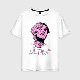 Женская футболка хлопок Oversize с принтом LIL PEEP , 100% хлопок | свободный крой, круглый ворот, спущенный рукав, длина до линии бедер
 | lil peep | lil prince | pink | зарубежная музыка | лил пип | маленький принц