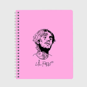 Тетрадь с принтом LIL PEEP , 100% бумага | 48 листов, плотность листов — 60 г/м2, плотность картонной обложки — 250 г/м2. Листы скреплены сбоку удобной пружинной спиралью. Уголки страниц и обложки скругленные. Цвет линий — светло-серый
 | lil peep | lil prince | pink | зарубежная музыка | лил пип | маленький принц