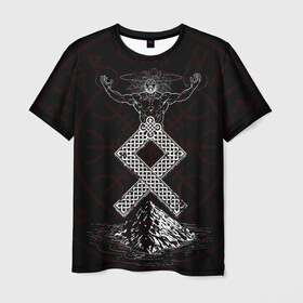 Мужская футболка 3D с принтом Один , 100% полиэфир | прямой крой, круглый вырез горловины, длина до линии бедер | бог | вегвизир | горы | легенда | магия | один | рисунок | руна | скандинавия