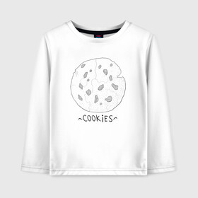 Детский лонгслив хлопок с принтом Cookies , 100% хлопок | круглый вырез горловины, полуприлегающий силуэт, длина до линии бедер | cookies | графика | кофе | печенье | печеньки | постирония | прикольные картинки | сладости | чай