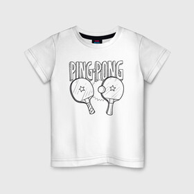 Детская футболка хлопок с принтом  пинг понг , 100% хлопок | круглый вырез горловины, полуприлегающий силуэт, длина до линии бедер | ping pong | настольный теннис | пинг понг | спорт | теннис
