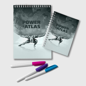 Блокнот с принтом Power of the Atlas , 100% бумага | 48 листов, плотность листов — 60 г/м2, плотность картонной обложки — 250 г/м2. Листы скреплены удобной пружинной спиралью. Цвет линий — светло-серый
 | atlas | power | powerlifting | sport | strength | weightlifting | атлант | бодибилдинг | качок | пауэрлифтинг | сила | спорт